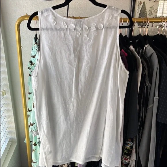 NWOT White Embellished Linen Top - XL Petite - Picture 3 of 5